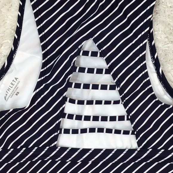 Athleta navy/white striped athletic top XS - Picture 3 of 8